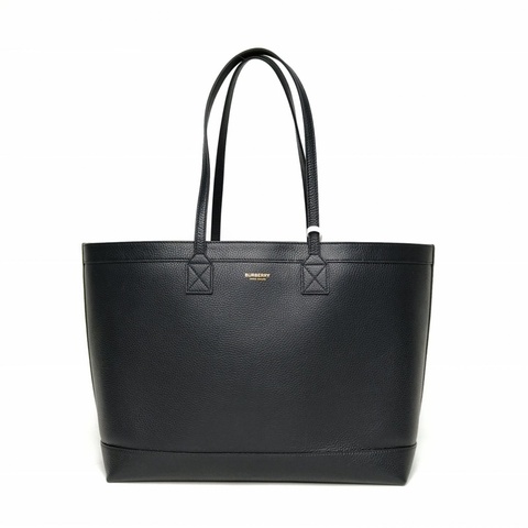 Burberry 黑色牛皮金扣購物袋肩背包