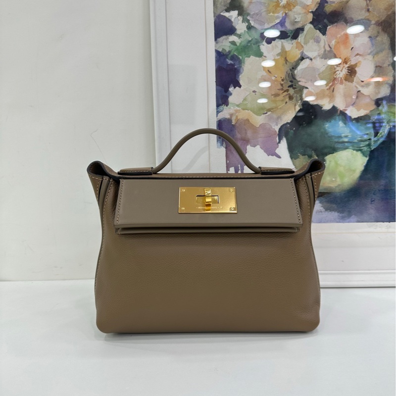 HERMES 愛馬仕mini 2424 大象灰 金扣 Z刻 Ec皮 有購證-1