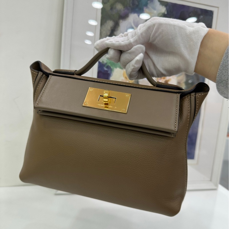 HERMES 愛馬仕mini 2424 大象灰 金扣 Z刻 Ec皮 有購證-6
