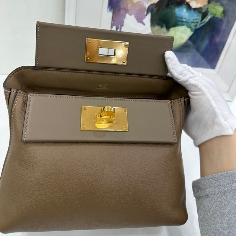 HERMES 愛馬仕mini 2424 大象灰 金扣 Z刻 Ec皮 有購證-7