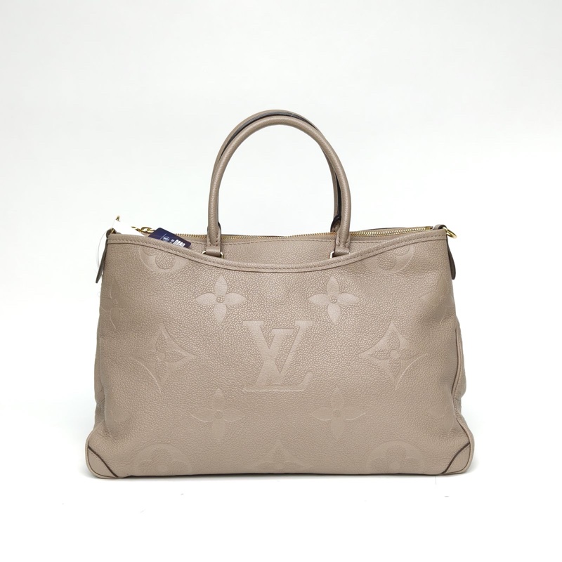 LOUIS VUITTON Trianon中號手袋灰色牛皮金扣晶片肩背包-2