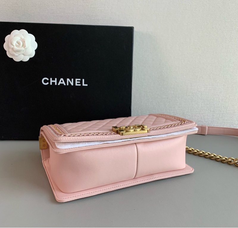 【大全套有購證❗️97新 ✨ 全網最低價！】絕版宮廷款 Chanel香奈兒 leboy 中號 櫻花粉色牛皮 單肩包 鏈條斜挎包 （下單前先詢問庫存❗️）-3