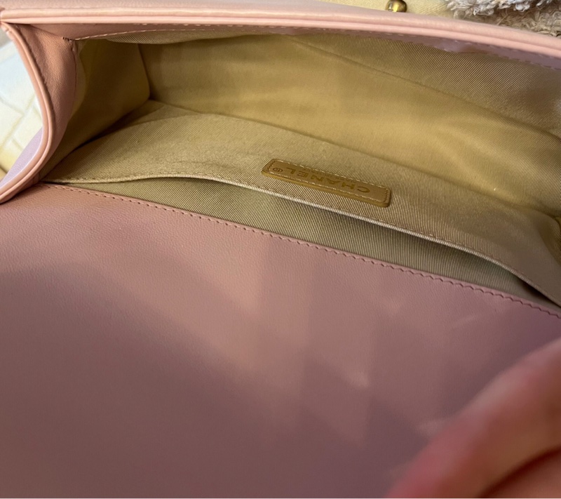 【大全套有購證❗️97新 ✨ 全網最低價！】絕版宮廷款 Chanel香奈兒 leboy 中號 櫻花粉色牛皮 單肩包 鏈條斜挎包 （下單前先詢問庫存❗️）-4