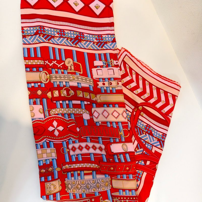 愛馬仕/Hermes 絲巾 紅色 尺寸：88 x 88厘米 閒置新-6