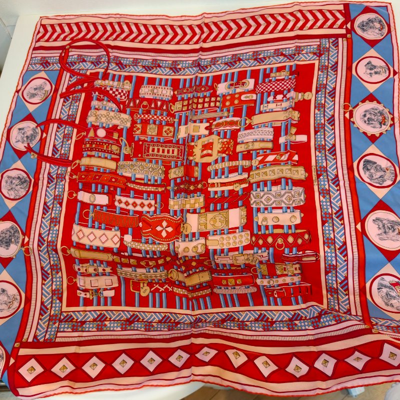 愛馬仕/Hermes 絲巾 紅色 尺寸：88 x 88厘米 閒置新-8