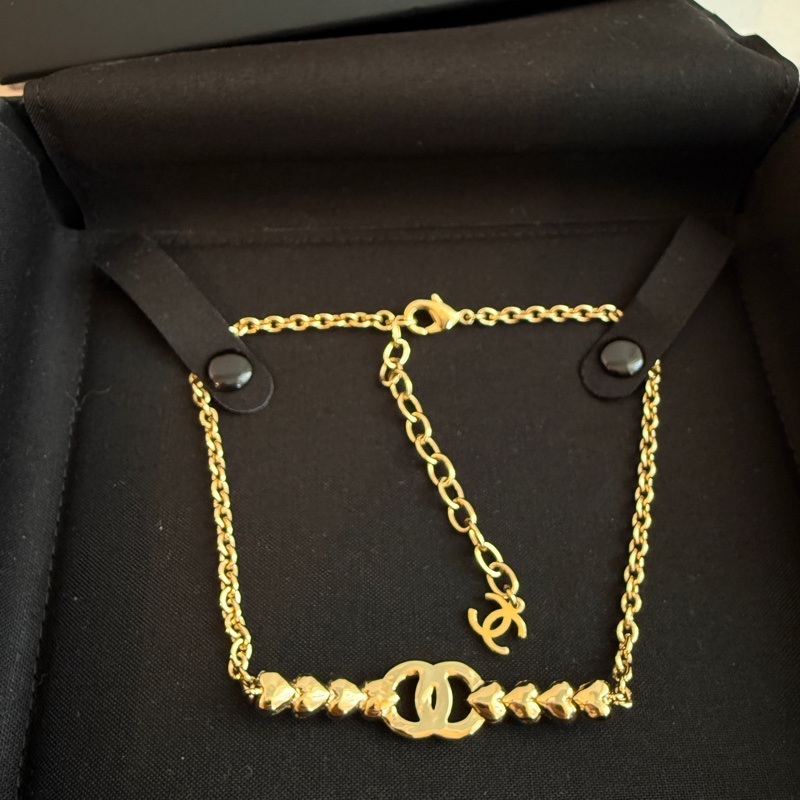 Chanel 淡金愛心項鍊 ❤️❤️❤️❤️-5