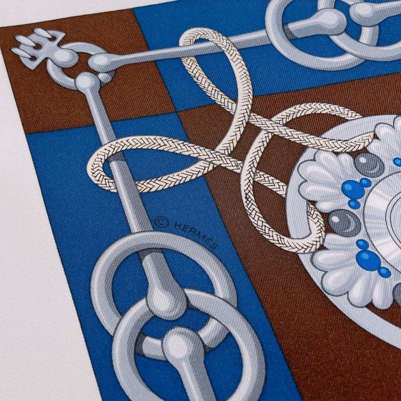 TW4734 Hermes 愛馬仕90絲巾 方巾 En Soie Carre 90 x 90 cm Cliquetis Silk Scarf-1