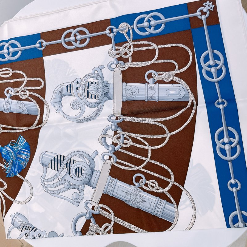 TW4734 Hermes 愛馬仕90絲巾 方巾 En Soie Carre 90 x 90 cm Cliquetis Silk Scarf-2