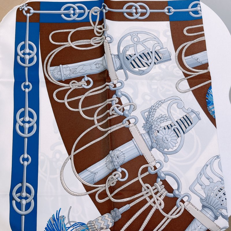 TW4734 Hermes 愛馬仕90絲巾 方巾 En Soie Carre 90 x 90 cm Cliquetis Silk Scarf-4