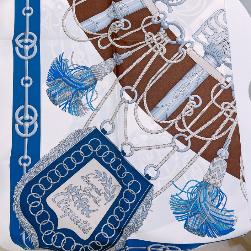 TW4734 Hermes 愛馬仕90絲巾 方巾 En Soie Carre 90 x 90 cm Cliquetis Silk Scarf-5