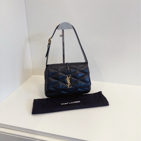 【99新🆕】YSL E57黑金Hobo 三角幾何菱格泡芙腋下包 小號 small 什單肩包