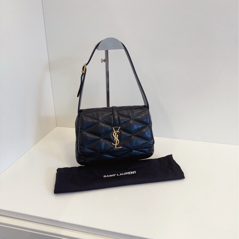 【99新🆕】YSL E57黑金Hobo 三角幾何菱格泡芙腋下包 小號 small 什單肩包-0