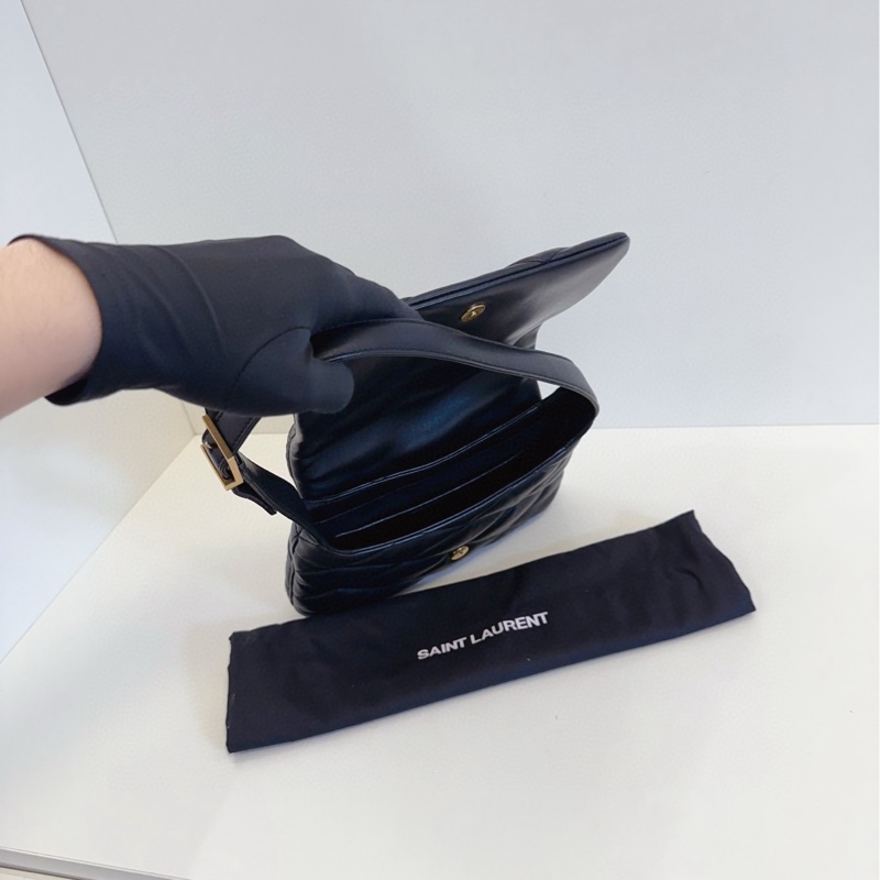 【99新🆕】YSL E57黑金Hobo 三角幾何菱格泡芙腋下包 小號 small 什單肩包-5