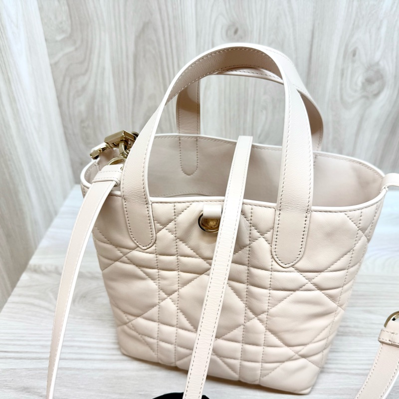 DIOR砂岩粉籐格紋小牛皮Toujours直式小型托特包M2835OSNW-11