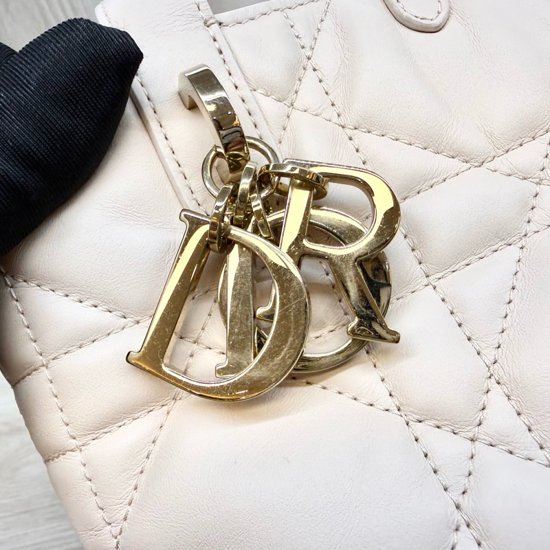 DIOR砂岩粉籐格紋小牛皮Toujours直式小型托特包M2835OSNW-18