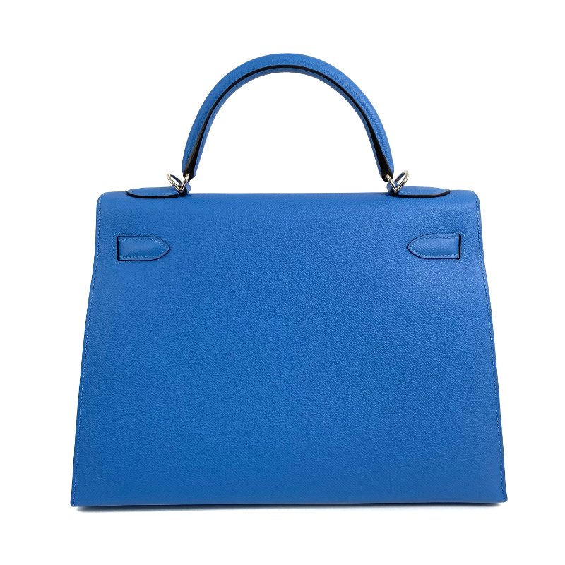 △ Hermes 愛馬仕 2T Bleu Paradis Epsom Calfskin Palladium Plated Metal Kelly 32 2 Way Bag Stamp T 天堂藍色壓紋小牛皮鍍鈀金屬兩用袋T刻 - 257028934-2