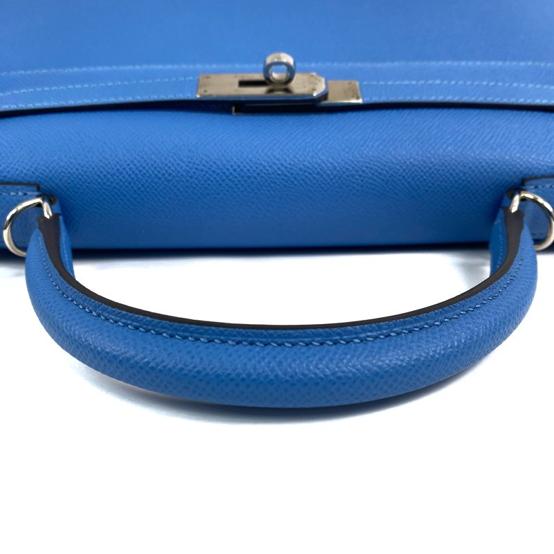 △ Hermes 愛馬仕 2T Bleu Paradis Epsom Calfskin Palladium Plated Metal Kelly 32 2 Way Bag Stamp T 天堂藍色壓紋小牛皮鍍鈀金屬兩用袋T刻 - 257028934-7