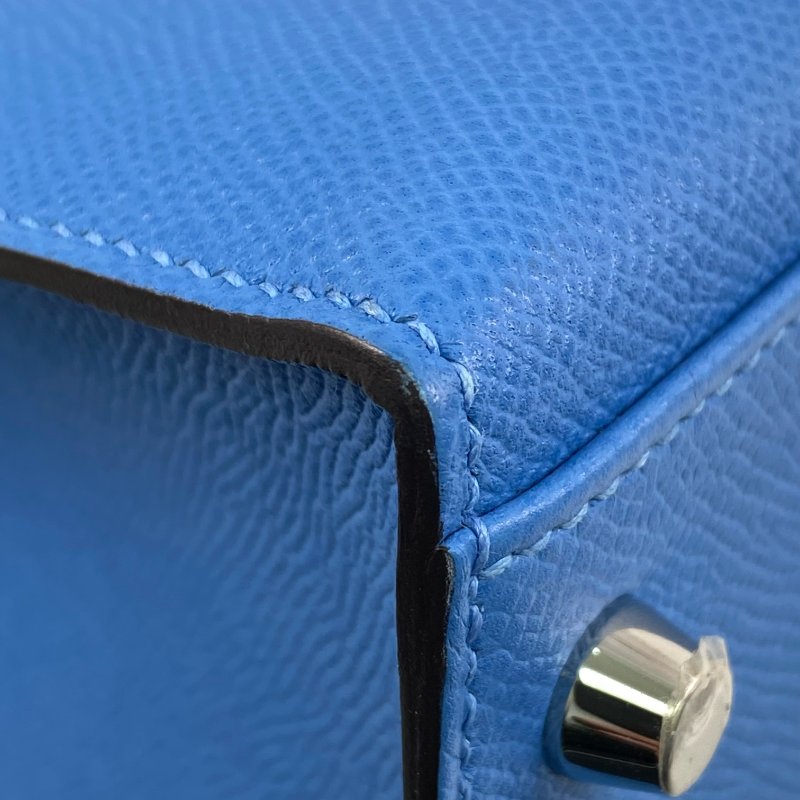 △ Hermes 愛馬仕 2T Bleu Paradis Epsom Calfskin Palladium Plated Metal Kelly 32 2 Way Bag Stamp T 天堂藍色壓紋小牛皮鍍鈀金屬兩用袋T刻 - 257028934-8