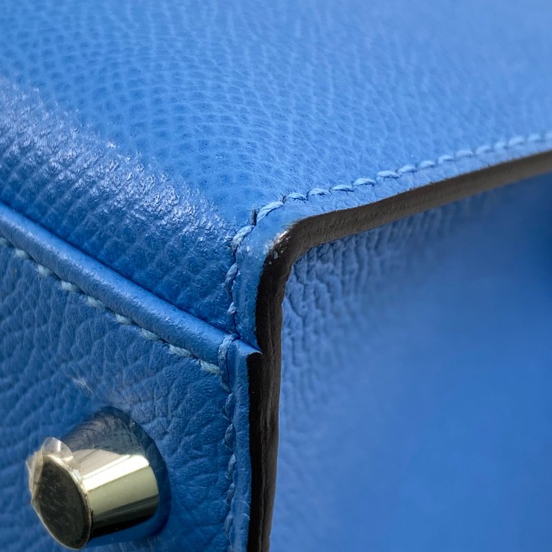 △ Hermes 愛馬仕 2T Bleu Paradis Epsom Calfskin Palladium Plated Metal Kelly 32 2 Way Bag Stamp T 天堂藍色壓紋小牛皮鍍鈀金屬兩用袋T刻 - 257028934-9