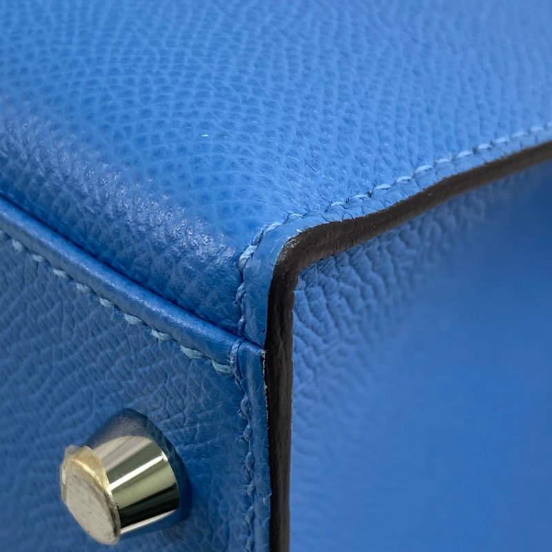 △ Hermes 愛馬仕 2T Bleu Paradis Epsom Calfskin Palladium Plated Metal Kelly 32 2 Way Bag Stamp T 天堂藍色壓紋小牛皮鍍鈀金屬兩用袋T刻 - 257028934-11