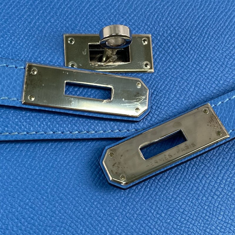 △ Hermes 愛馬仕 2T Bleu Paradis Epsom Calfskin Palladium Plated Metal Kelly 32 2 Way Bag Stamp T 天堂藍色壓紋小牛皮鍍鈀金屬兩用袋T刻 - 257028934-12