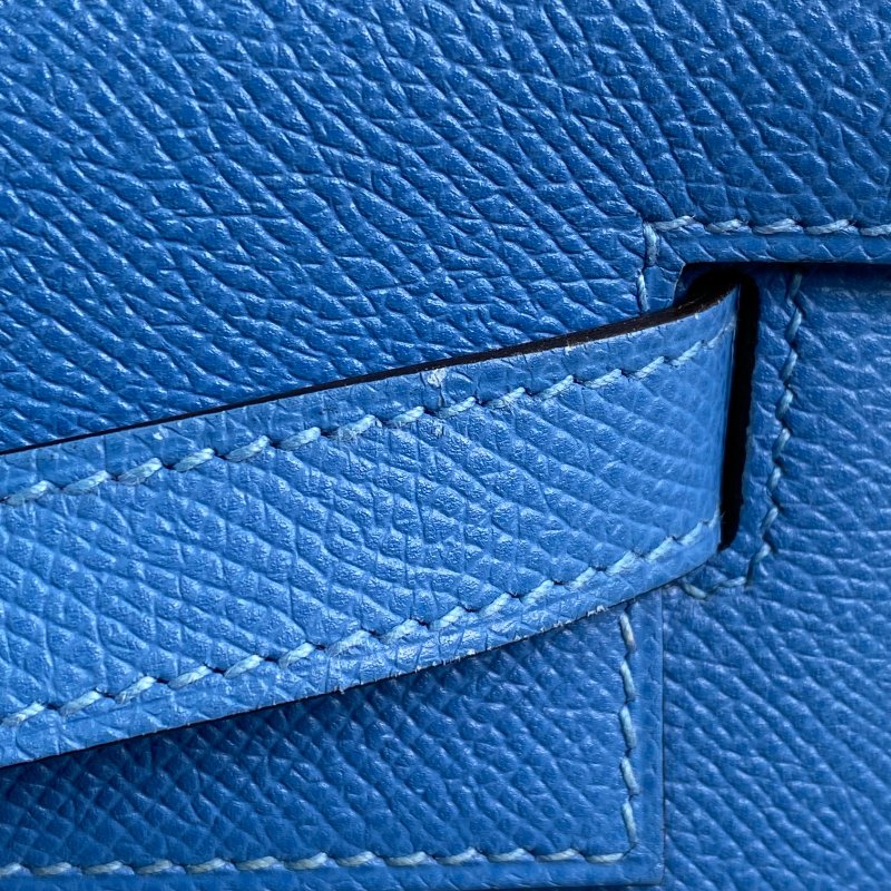 △ Hermes 愛馬仕 2T Bleu Paradis Epsom Calfskin Palladium Plated Metal Kelly 32 2 Way Bag Stamp T 天堂藍色壓紋小牛皮鍍鈀金屬兩用袋T刻 - 257028934-14
