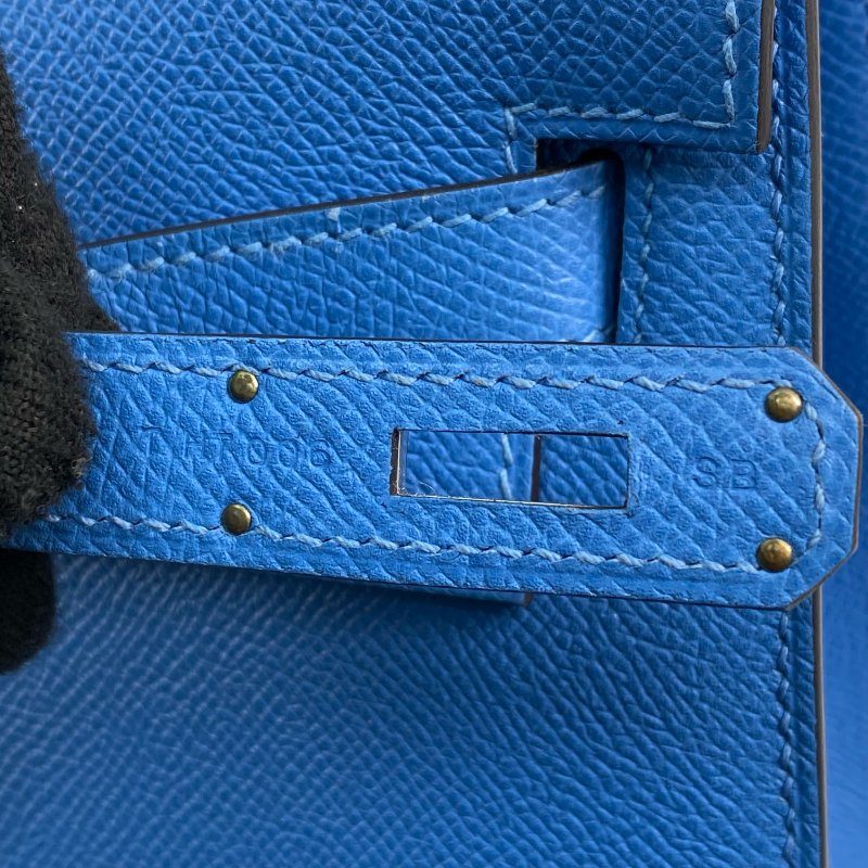 △ Hermes 愛馬仕 2T Bleu Paradis Epsom Calfskin Palladium Plated Metal Kelly 32 2 Way Bag Stamp T 天堂藍色壓紋小牛皮鍍鈀金屬兩用袋T刻 - 257028934-15