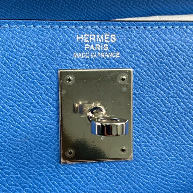 △ Hermes 愛馬仕 2T Bleu Paradis Epsom Calfskin Palladium Plated Metal Kelly 32 2 Way Bag Stamp T 天堂藍色壓紋小牛皮鍍鈀金屬兩用袋T刻 - 257028934-17