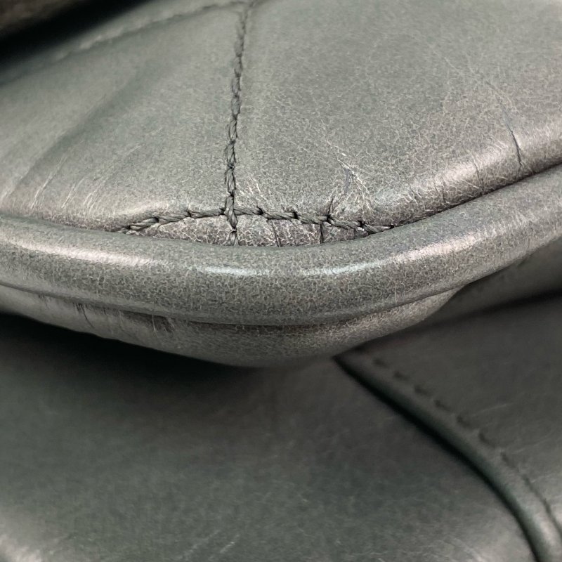 △ Chanel 香奈兒 Gray Green Calfskin Ruthenium-Finish Metal Chain Shoulder Bag No.18 灰綠色小牛皮鍍釕金屬鏈條肩背袋 No.18 -267001039-8