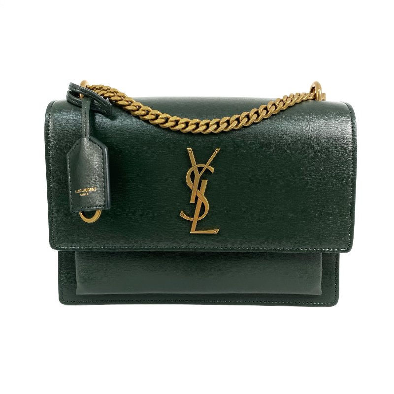 △ Saint Laurent 聖羅蘭 Sunset Green Calfskin Chain Shoulder Bag 綠色小牛皮鏈條肩背袋 -267001391-1