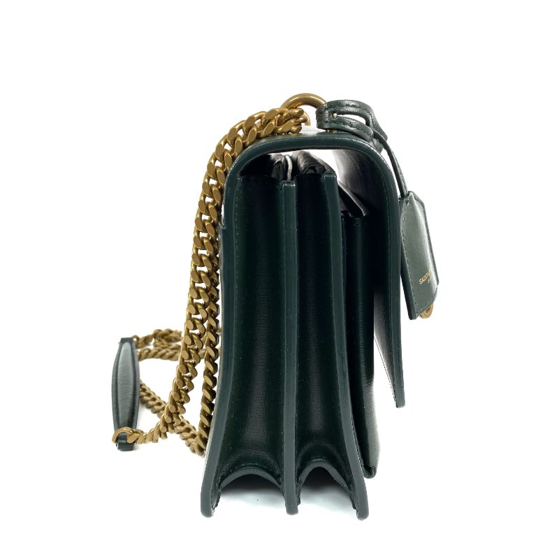 △ Saint Laurent 聖羅蘭 Sunset Green Calfskin Chain Shoulder Bag 綠色小牛皮鏈條肩背袋 -267001391-4