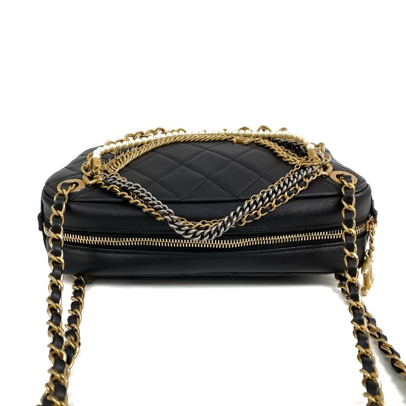 △ Chanel 香奈兒 Black Calfskin Gold Tone Metal Chain Shoulder Bag No.28 AS0773 黑色小牛皮金色金屬鏈條肩背袋 No.28 AS0773 -267001427-6