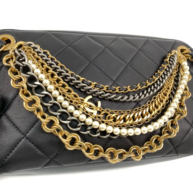 △ Chanel 香奈兒 Black Calfskin Gold Tone Metal Chain Shoulder Bag No.28 AS0773 黑色小牛皮金色金屬鏈條肩背袋 No.28 AS0773 -267001427-13