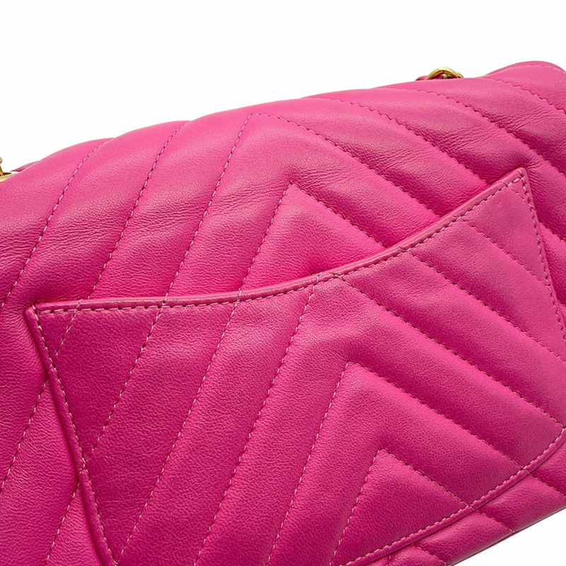 香奈兒迷你絎縫20人字紋可可標誌羊皮鏈單肩包 A69900 女士手提包-7