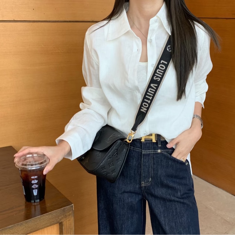 LV黑牛皮金釦Diane法棍包M46386-1