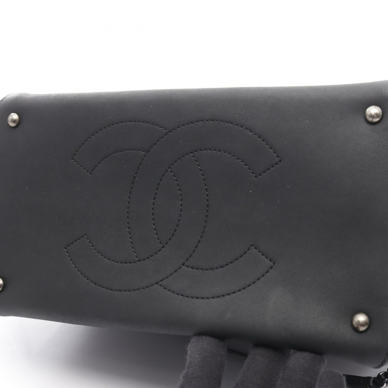 香奈兒 (CHANEL) Matelasse 黑色皮革單肩手提包，二手女士 SHW CC Coco-6