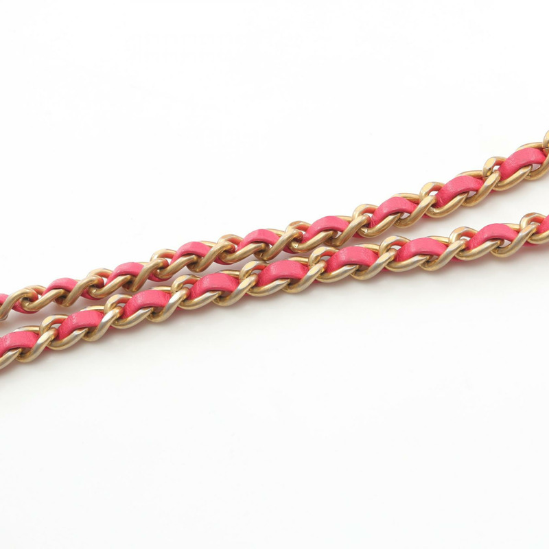 香奈兒 (CHANEL) 絎縫鏈條肩背包，羊皮材質，粉紅色，二手，女士，金色五金配件，COCO-7