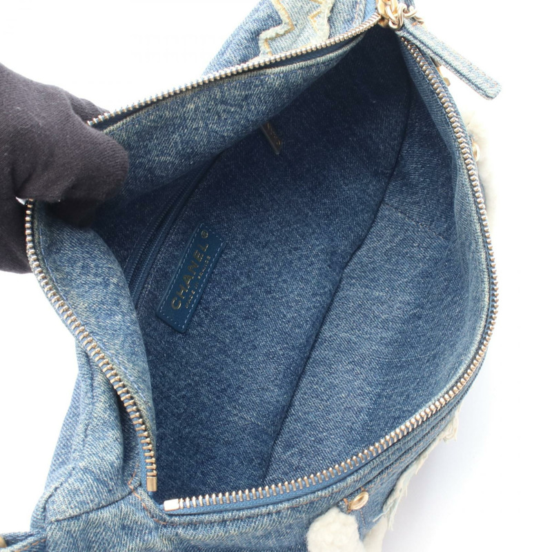 香奈兒腰臀包牛仔布藍白色二手女款-2