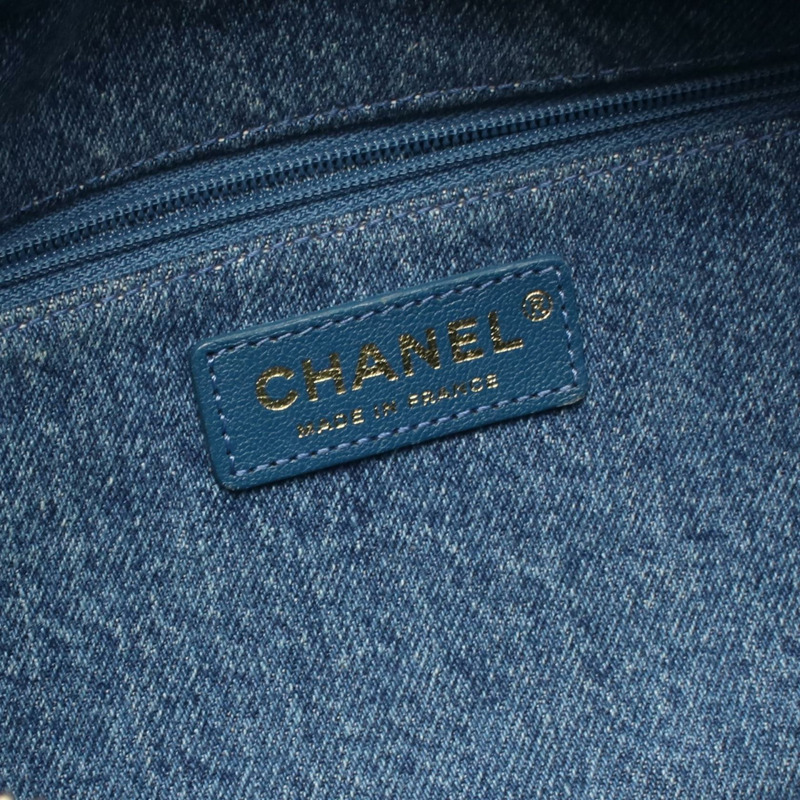 香奈兒腰臀包牛仔布藍白色二手女款-3