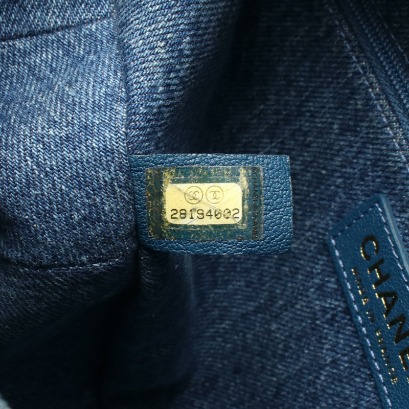 香奈兒腰臀包牛仔布藍白色二手女款-4