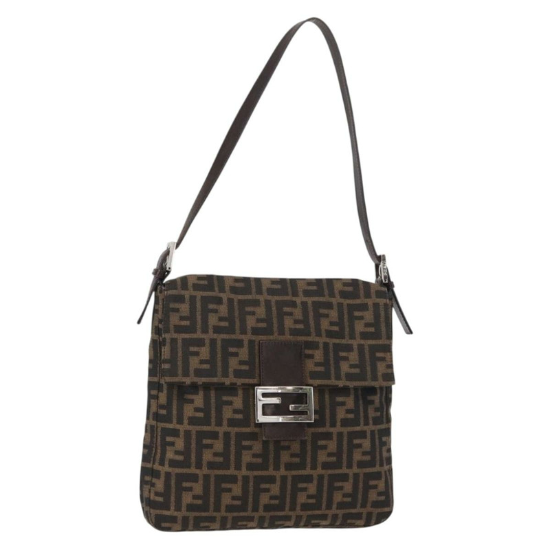 【日本直送】FENDI Zucca帆布Mamma Baguette單肩包 黑色棕色 正品 ka126-0