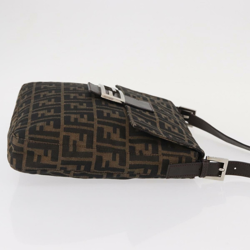 【日本直送】FENDI Zucca帆布Mamma Baguette單肩包 黑色棕色 正品 ka126-2