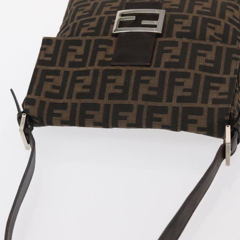 【日本直送】FENDI Zucca帆布Mamma Baguette單肩包 黑色棕色 正品 ka126-5