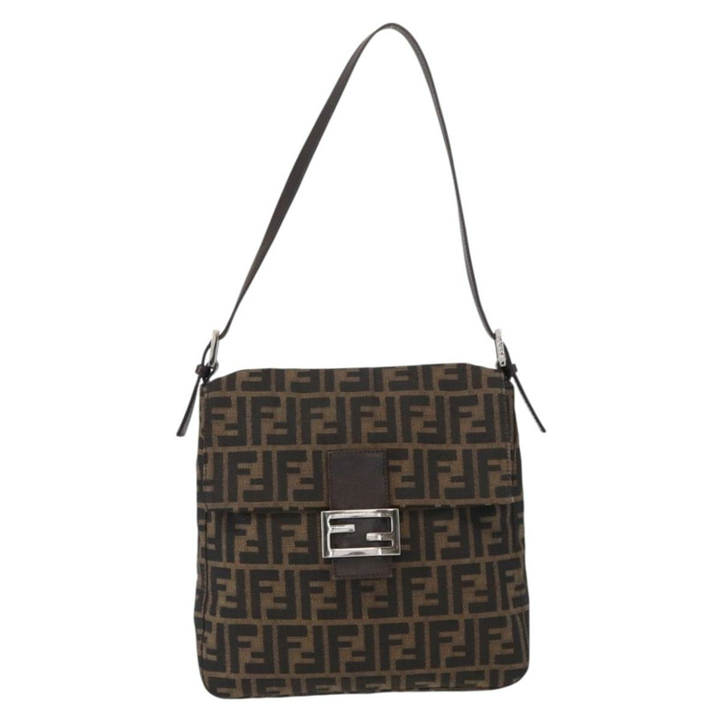 【日本直送】FENDI Zucca帆布Mamma Baguette單肩包 黑色棕色 正品 ka126-12