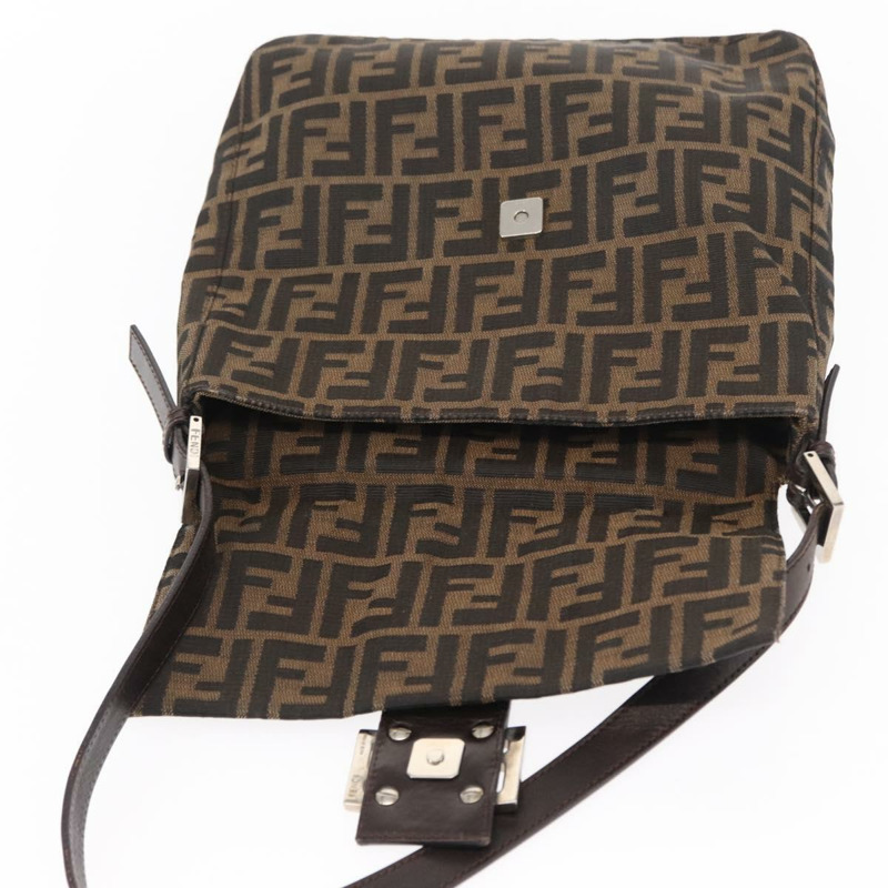 【日本直送】FENDI Zucca帆布Mamma Baguette單肩包 黑色棕色 正品 ka126-18