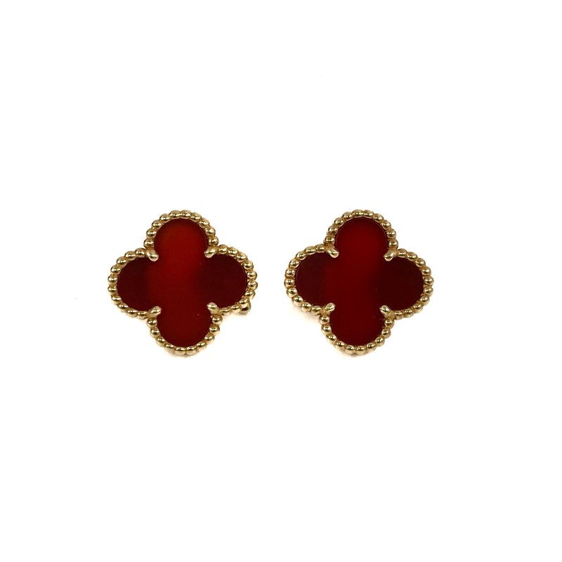 △ Van Cleef & Arpels 梵克雅寶 Vintage Alhambra Earrings 18K Yellow Gold Carnelian Earrings 7.49g 18K 黃金紅玉髓耳環 7.49g -267000843-0