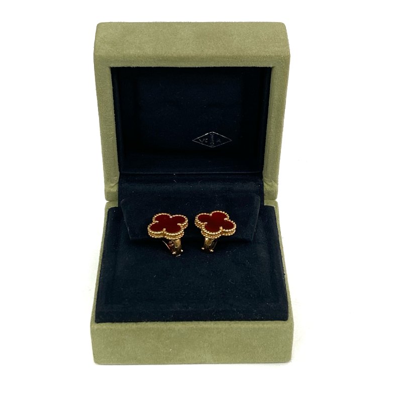 △ Van Cleef & Arpels 梵克雅寶 Vintage Alhambra Earrings 18K Yellow Gold Carnelian Earrings 7.49g 18K 黃金紅玉髓耳環 7.49g -267000843-1
