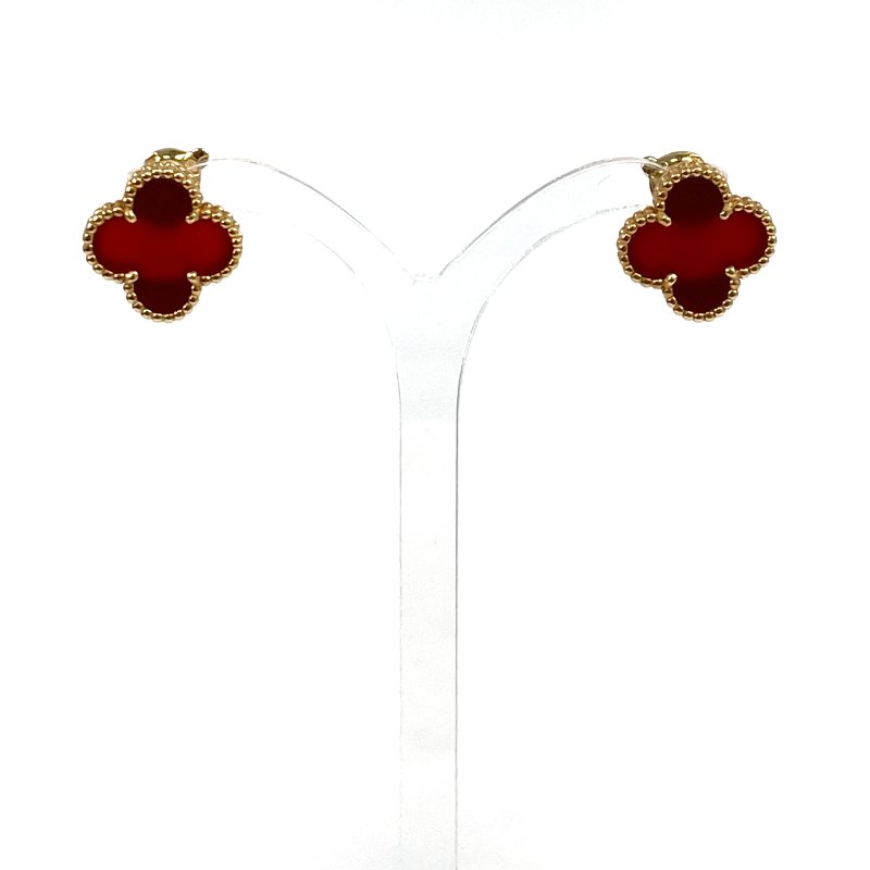 △ Van Cleef & Arpels 梵克雅寶 Vintage Alhambra Earrings 18K Yellow Gold Carnelian Earrings 7.49g 18K 黃金紅玉髓耳環 7.49g -267000843-2
