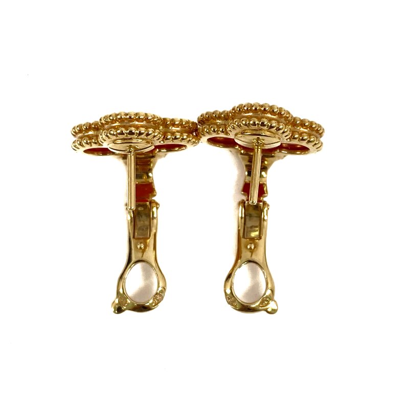 △ Van Cleef & Arpels 梵克雅寶 Vintage Alhambra Earrings 18K Yellow Gold Carnelian Earrings 7.49g 18K 黃金紅玉髓耳環 7.49g -267000843-6