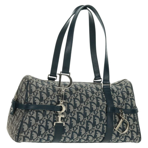 Christian Dior Trotter帆布手提包 海軍藍 銀色 正品 ki6384